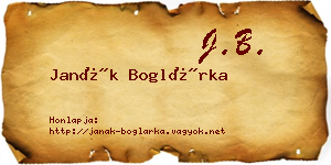 Janák Boglárka névjegykártya